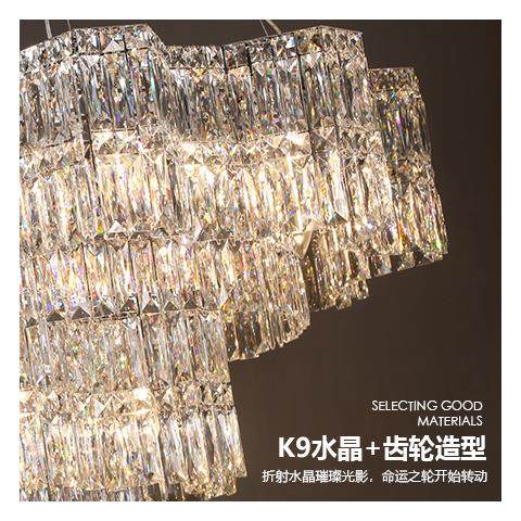 新款直销命运齿轮现代客厅灯法式轻奢双层水晶大吊灯主灯别墅餐厅