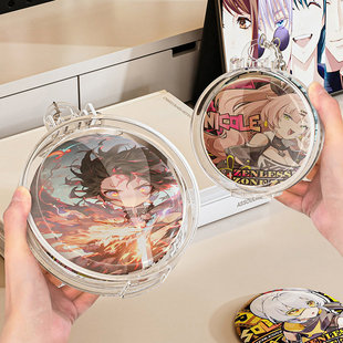 吧唧保护套透明5875mm圆形痛包盒外出防刮展示徽章周边谷子挂件