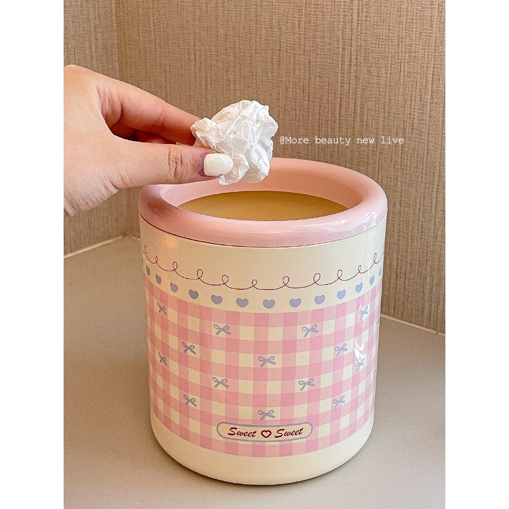 可爱高颜值桌面垃圾桶无盖迷你小号办公室台面卧室床头书桌上家用