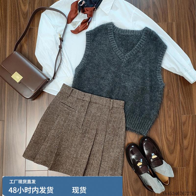 宽松舒适v领针织衫马夹2025秋季内搭叠穿无袖马甲精致背心上衣女