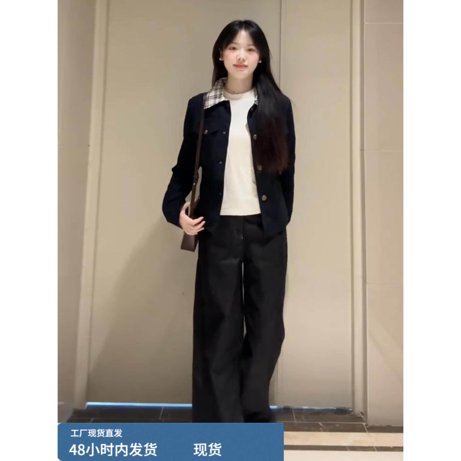 初秋韩系格纹拼接翻领夹克外套女早春秋季2025新款小个子休闲上衣,运动/瑜伽/健身/球迷用品,广场舞套装,淘宝优惠券,粉丝福利购,淘宝优惠卷