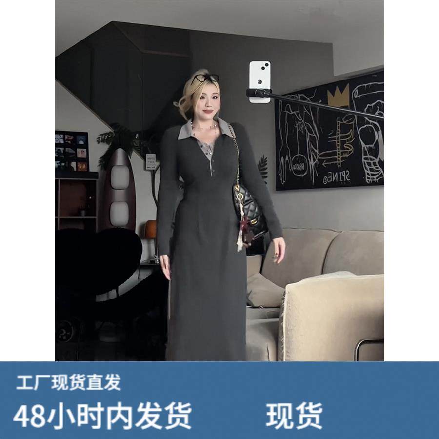 大码胖MM韩系磨毛绒感针织连衣裙2025秋冬季新款衬衫领假两件裙子,运动/瑜伽/健身/球迷用品,瑜伽短裙,淘宝优惠券,粉丝福利购,淘宝优惠卷
