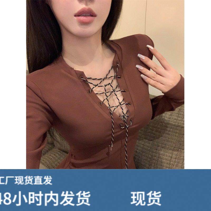 复古辣妹V领系带修身爆乳打底衫秋冬时髦洋派百搭修身长袖T恤上衣,孕妇装/孕产妇用品/营养,套装,淘宝优惠券,粉丝福利购,淘宝优惠卷