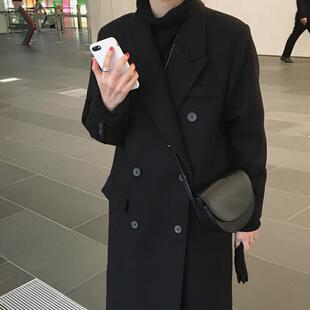 羽绒服内胆黑色毛呢外套女款小个子秋冬季高级感加厚正肩呢子大衣