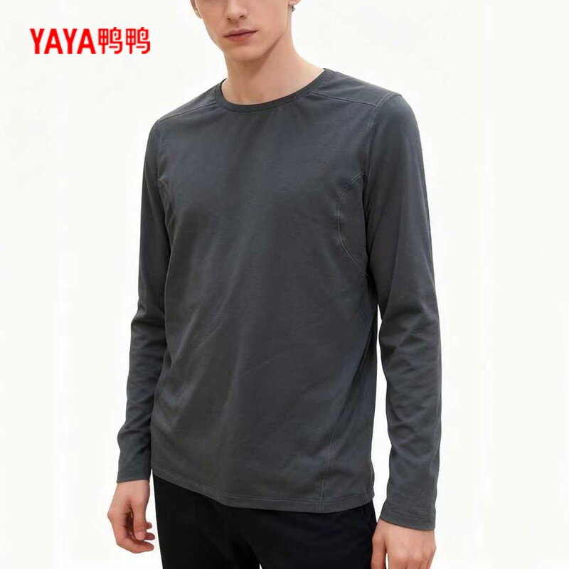 YAYA鸭鸭2026春夏新款长款圆领速干T恤舒适休闲百搭清爽耐磨上衣
