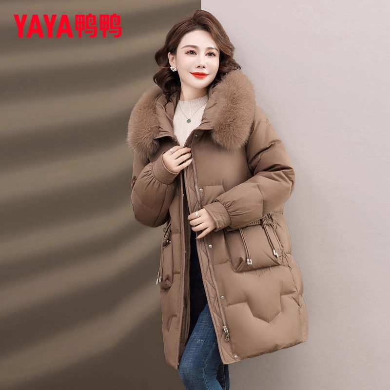 YAYA鸭鸭妈妈冬装羽绒服中长款2025中年时尚冬季洋气宽松保暖外套
