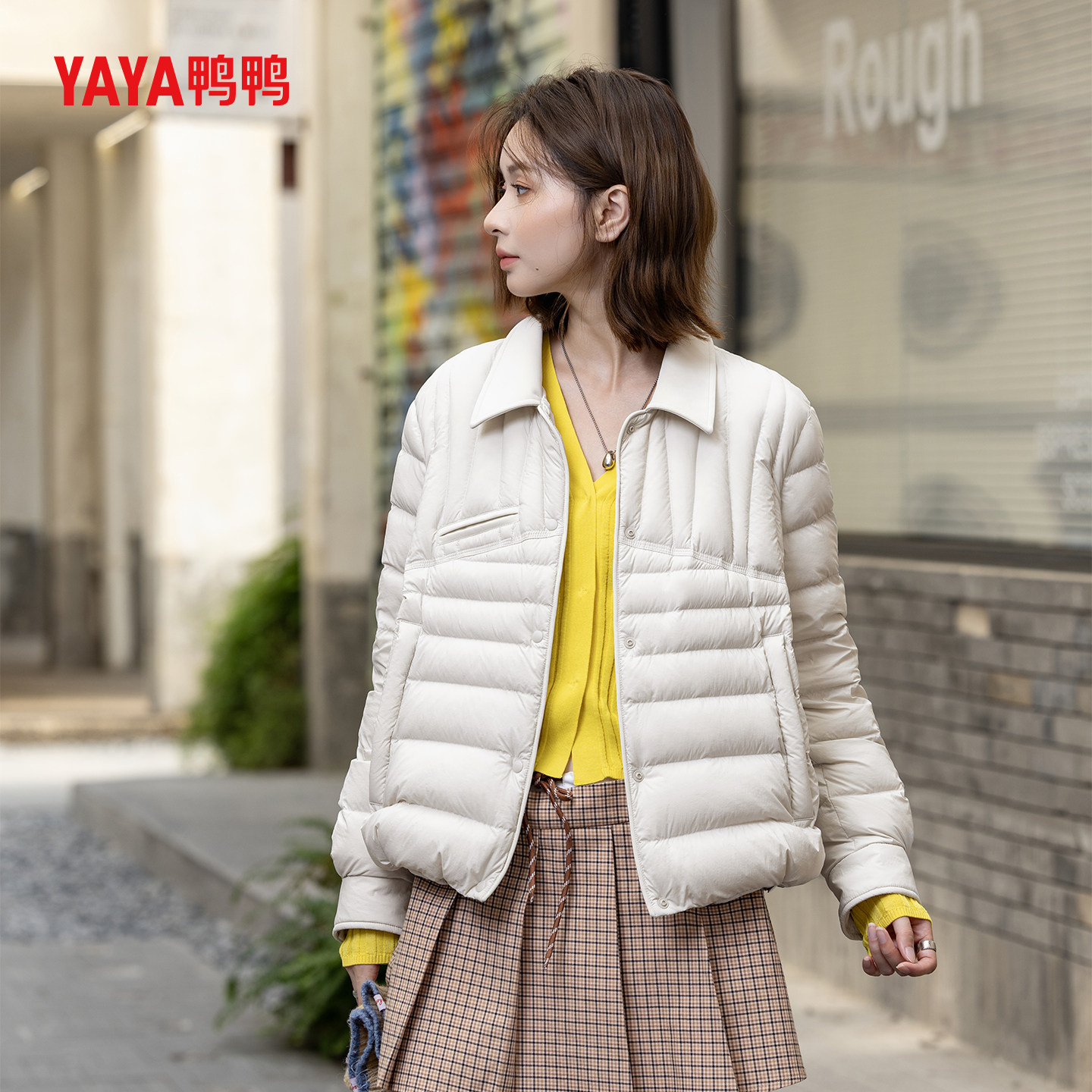 YAYA鸭鸭2025年秋冬季新款排骨羽绒服轻薄短款女士POLO领保暖外套,女装/女士精品,羽绒服,淘宝优惠券,粉丝福利购,淘宝优惠卷
