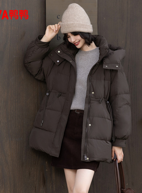 YAYA鸭鸭冬季时尚休闲运动女士鸭绒中长款羽绒服YE4B620132N