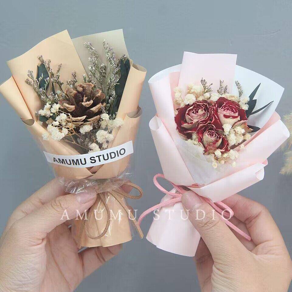 迷你小清新花束玫瑰干花精致伴手礼品满天星情人节装饰物
