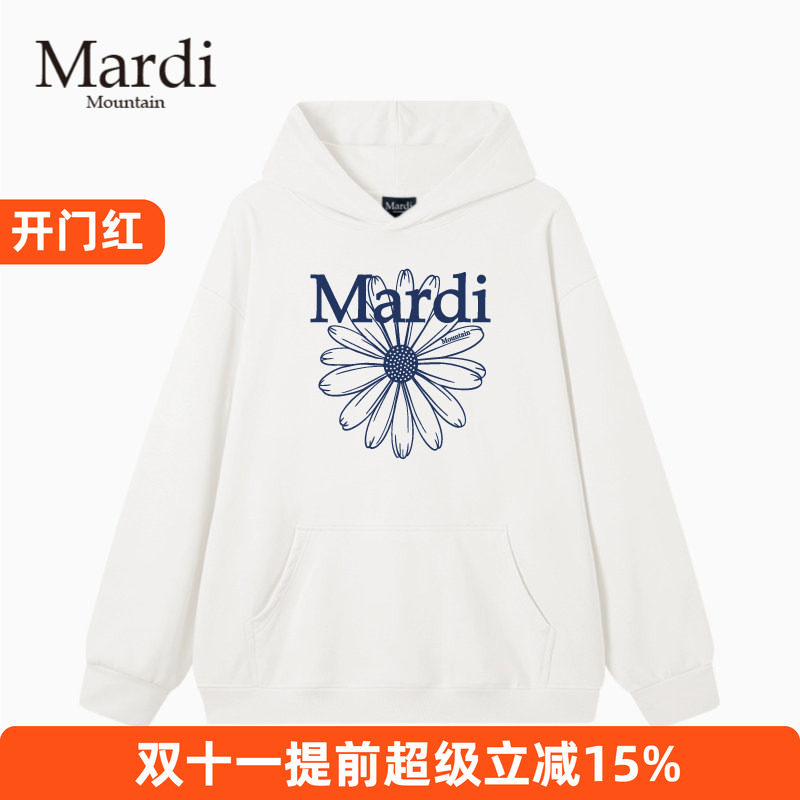 官方授权正品Mardi Mountain 韩国新款宽松男女同款慵懒连帽卫衣