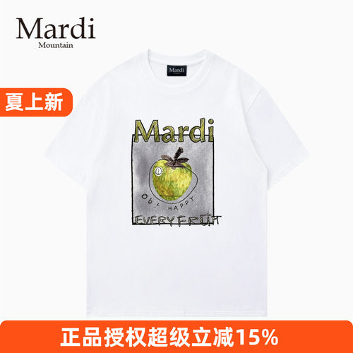官方授权正品Mardi Mountain 韩国26夏新款情侣纯棉圆领短袖女t恤