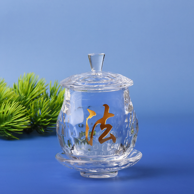 包邮佛堂水晶供水杯摆件大悲咒圣水杯供杯观音法净水杯 供水杯