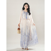 2025年春季 优雅气质名媛风高级感碎花显瘦长裙 连衣裙法式 新款 长袖