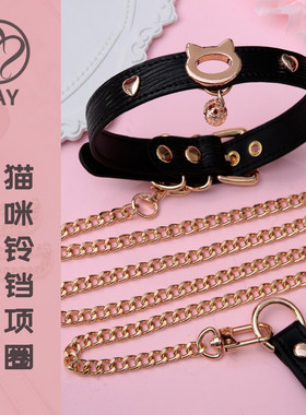 Puppy真皮项圈choker男女M猫咪铃铛牵引K8颈带【BAY集合店】
