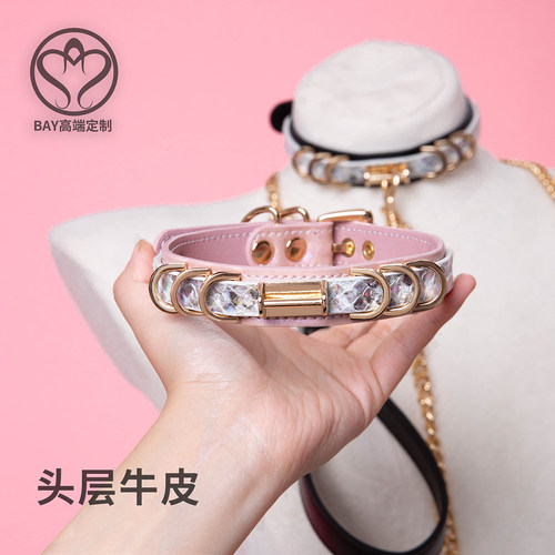 【Bay高端定制】蟒蛇纹拼色项圈女定制 choker脖圈真皮ddlg锁骨链