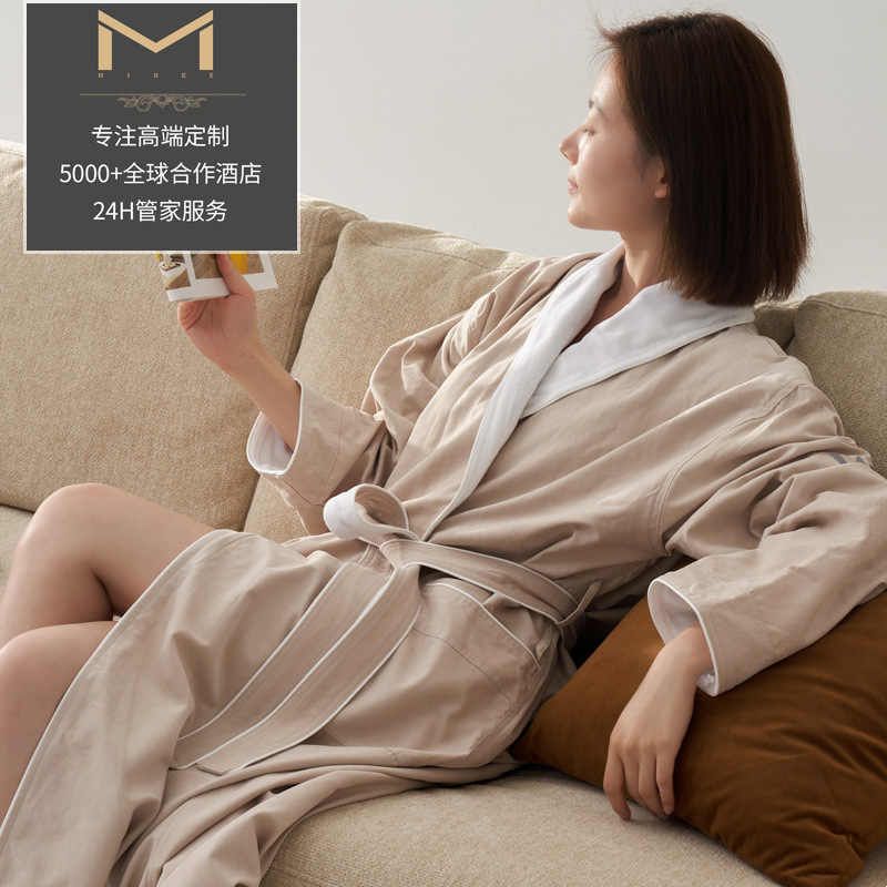 新品双层万豪民宿w酒店客房w字母浴袍SPA美容美体灰色香槟色白色图片