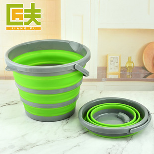 新品 便携式创意折叠水桶户外钓鱼桶塑料旅行车载水桶 厂家
