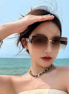23新款无框切边色渐变色高级感女开车墨镜时尚潮流网红