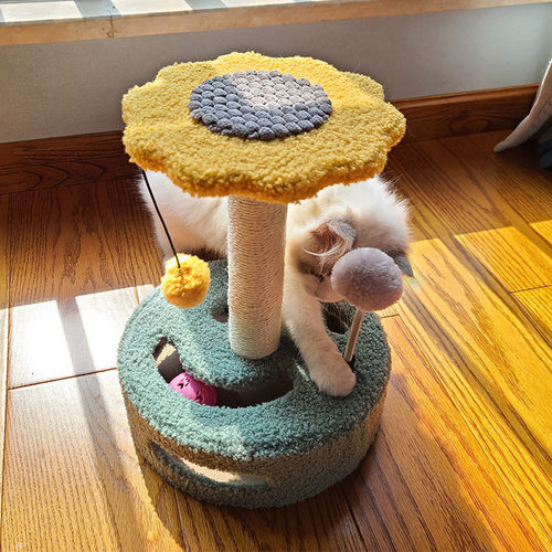 新品猫爬架小型剑麻逗猫玩具 猫抓板磨爪猫咪玩具转盘型新款
