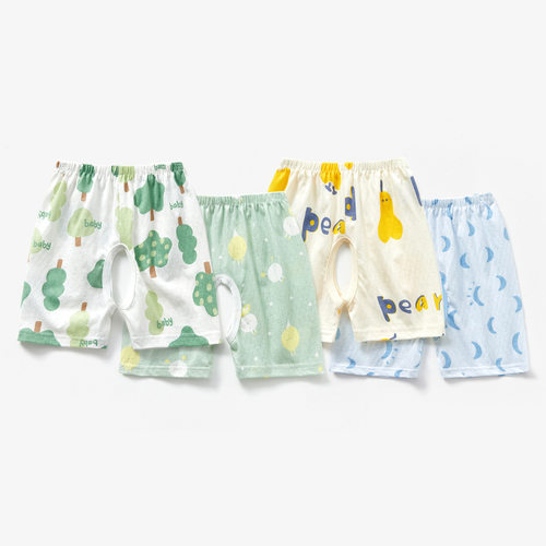 新款 宝宝短裤夏薄款婴儿开裆裤小童训练裤男宝夏装5分裤女宝周岁