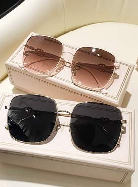 新款方框大脸显瘦墨镜2025新款太阳眼镜韩版ins圆脸茶色女