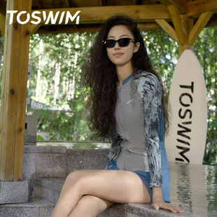 微胖遮肉 保守显瘦游泳衣女款 TOSWIM分体长袖 女士泳衣2024年新款