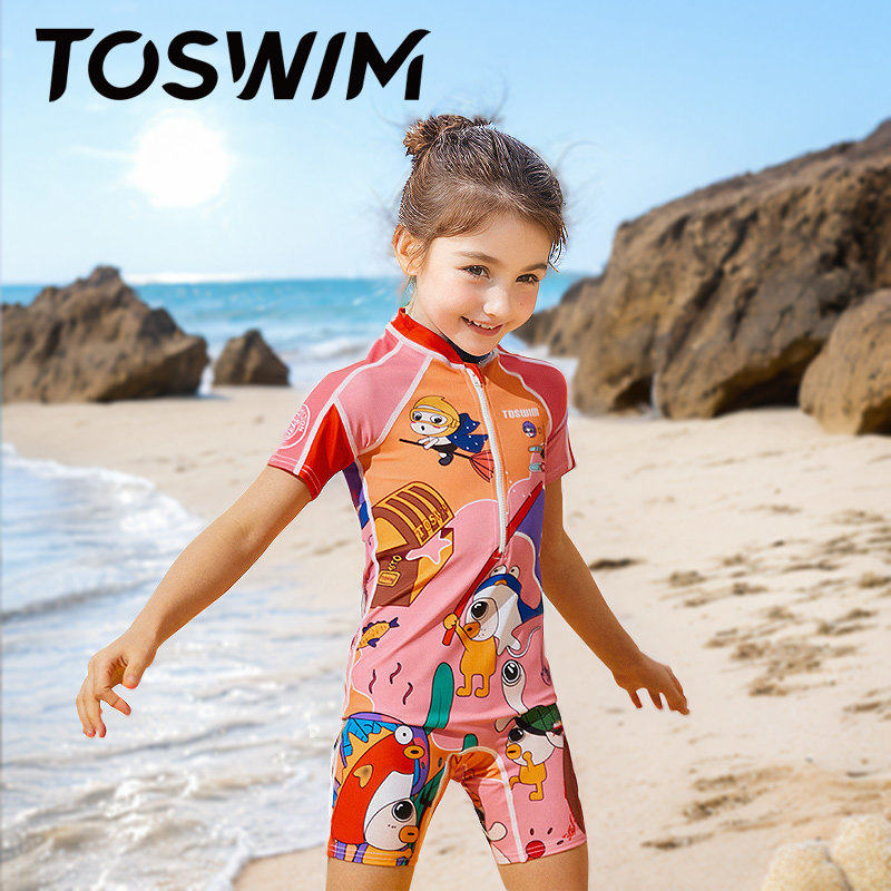 TOSWIM儿童泳衣女童男童小中大童连体防晒女孩泳装洋气宝宝游泳衣