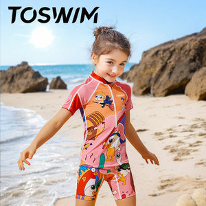TOSWIM儿童泳衣女童男童小中大童连体防晒女孩泳装洋气宝宝游泳衣