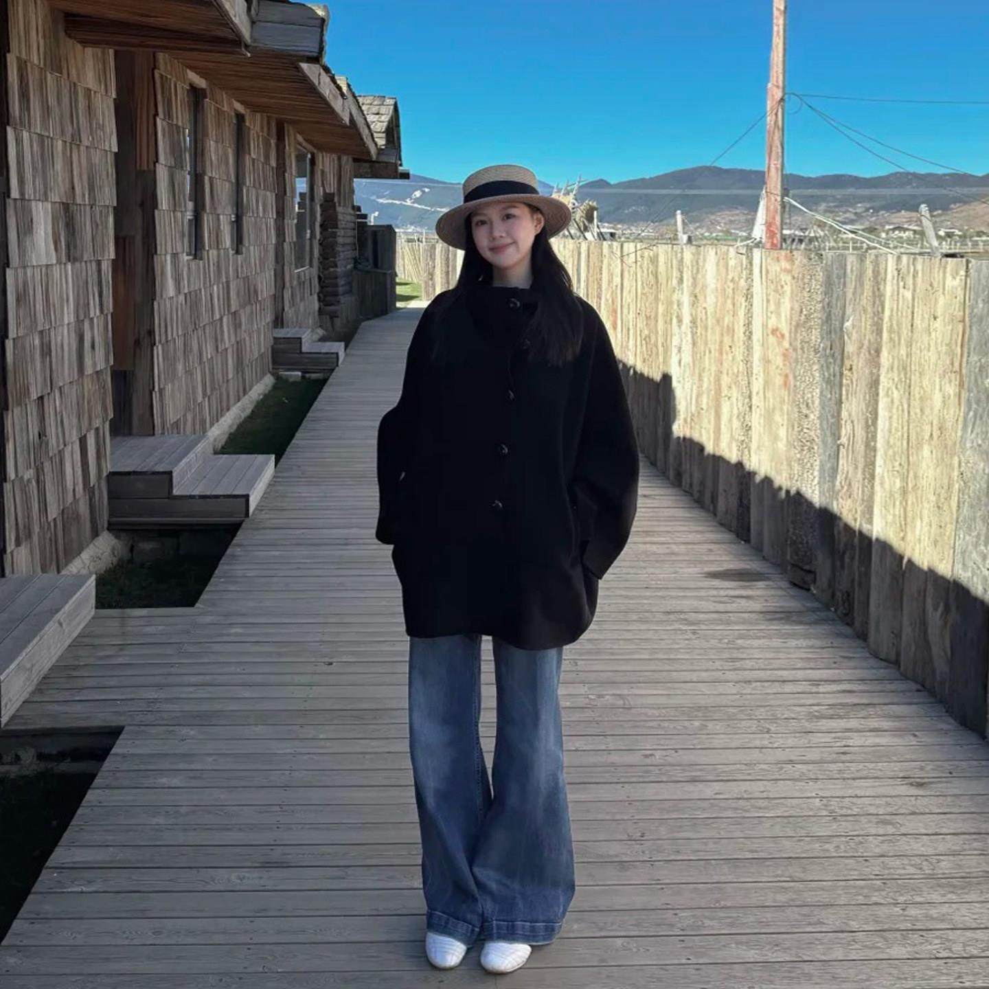 韩系赫本风黑色单排扣呢子大衣女秋冬季新款小个子中长款毛呢外套,运动/瑜伽/健身/球迷用品,广场舞套装,淘宝优惠券,粉丝福利购,淘宝优惠卷