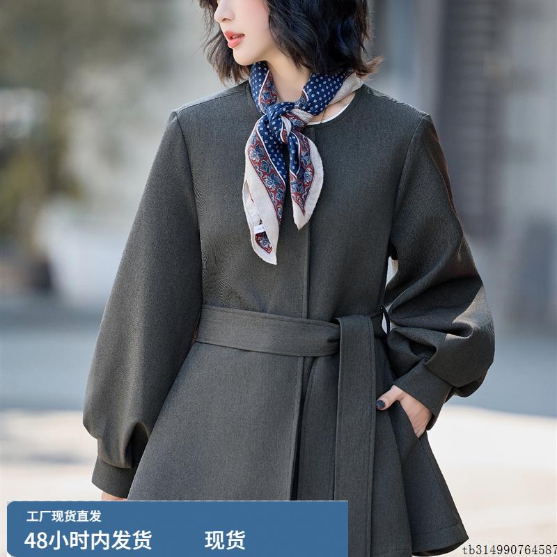 欧货高端设计感收腰风衣女2025春秋新款时尚气质宽松休闲爆款外套