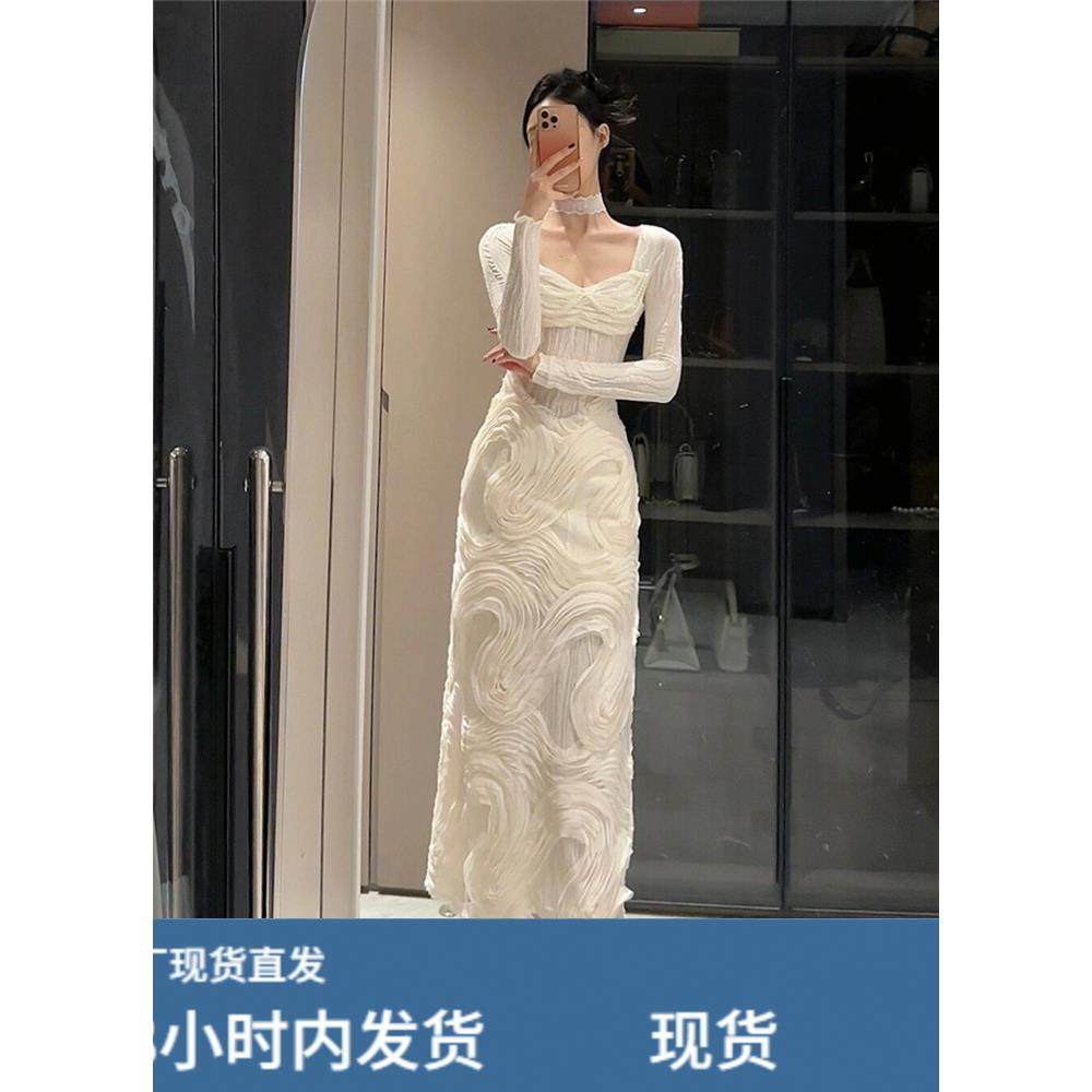 法国浪漫的白色纹理拼接宽领针织连衣裙秋冬女性显瘦的仙女裙,孕妇装/孕产妇用品/营养,套装,淘宝优惠券,粉丝福利购,淘宝优惠卷