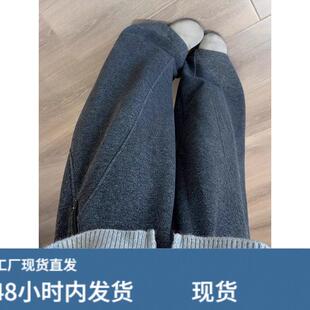 毛呢弯刀裤女秋冬加绒加厚梨形报恩裤高腰垂感显瘦小个子阔腿裤子
