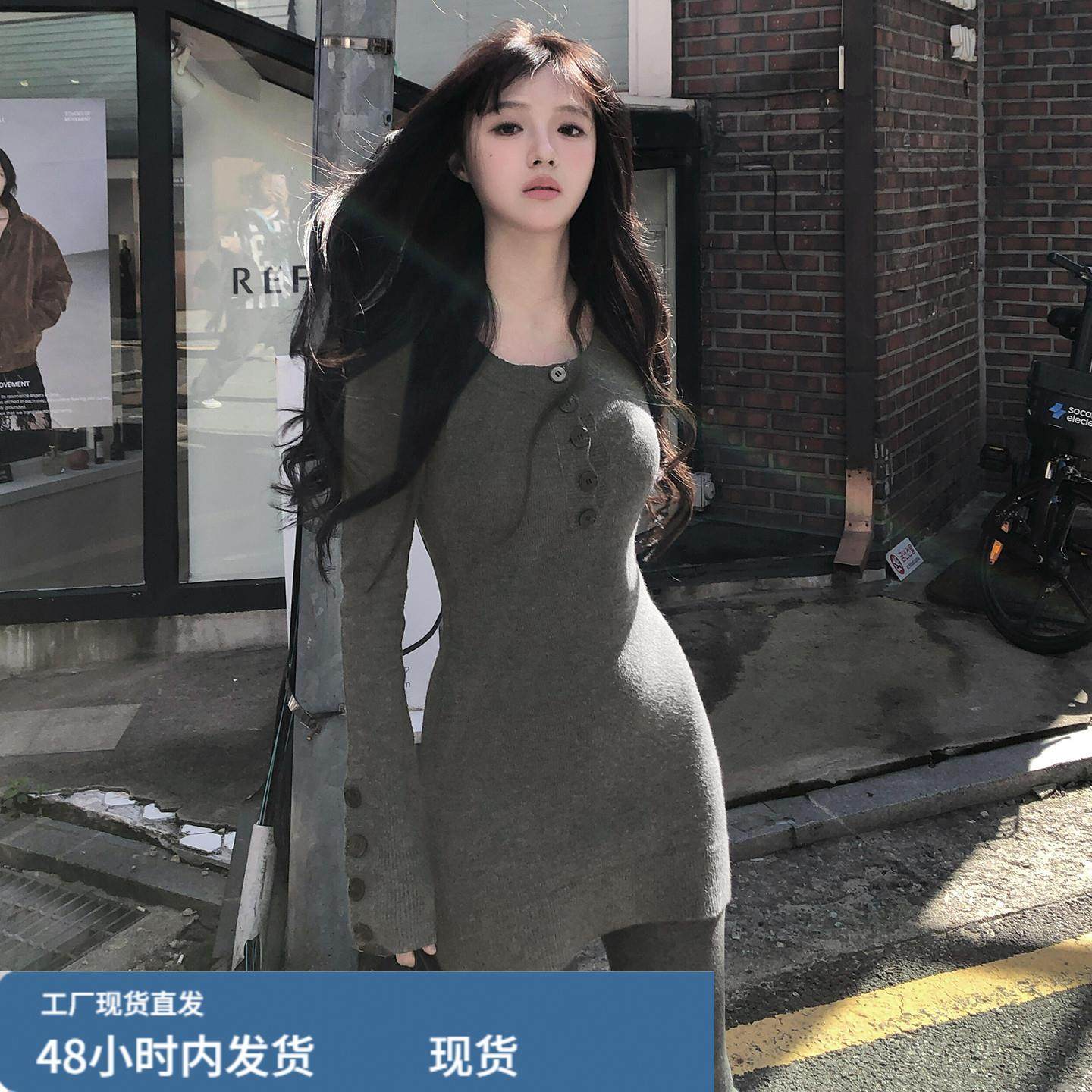 2026新款秋冬高级感修身灰色针织连衣裙子女气质内搭打底包臀短裙,运动/瑜伽/健身/球迷用品,瑜伽短裙,淘宝优惠券,粉丝福利购,淘宝优惠卷