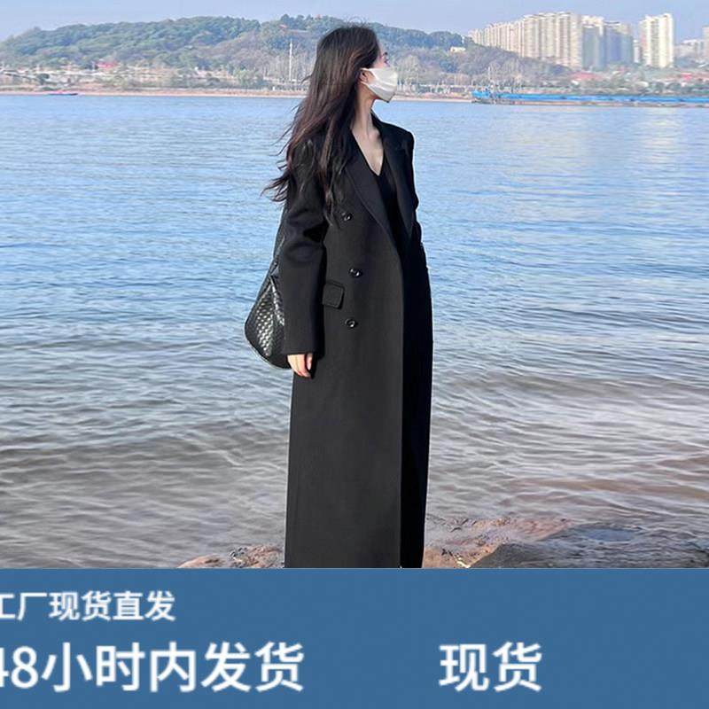 赫本风黑色西装毛呢外套女2025新款秋冬季高级感加厚正肩呢子大衣,运动/瑜伽/健身/球迷用品,广场舞套装,淘宝优惠券,粉丝福利购,淘宝优惠卷