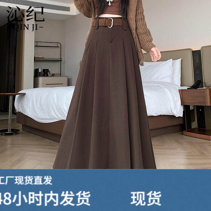 韩版毛呢a字百褶半身裙女2026春季新款垂坠感遮胯显瘦大摆长裙子,运动/瑜伽/健身/球迷用品,瑜伽短裙,淘宝优惠券,粉丝福利购,淘宝优惠卷