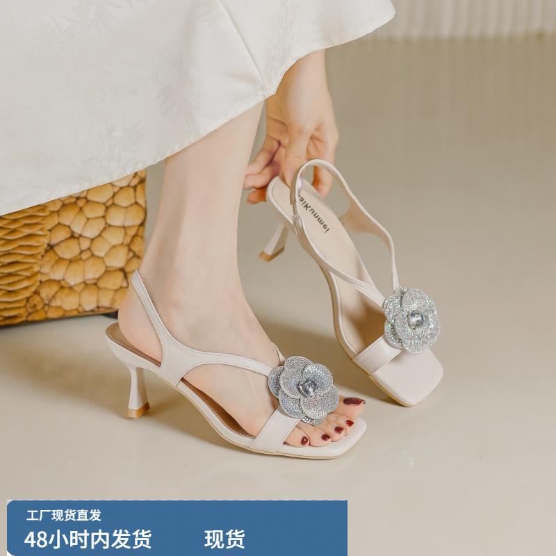 女士高跟巨好看的凉鞋女款2025新款夏季细跟百搭不累脚外穿配裙子
