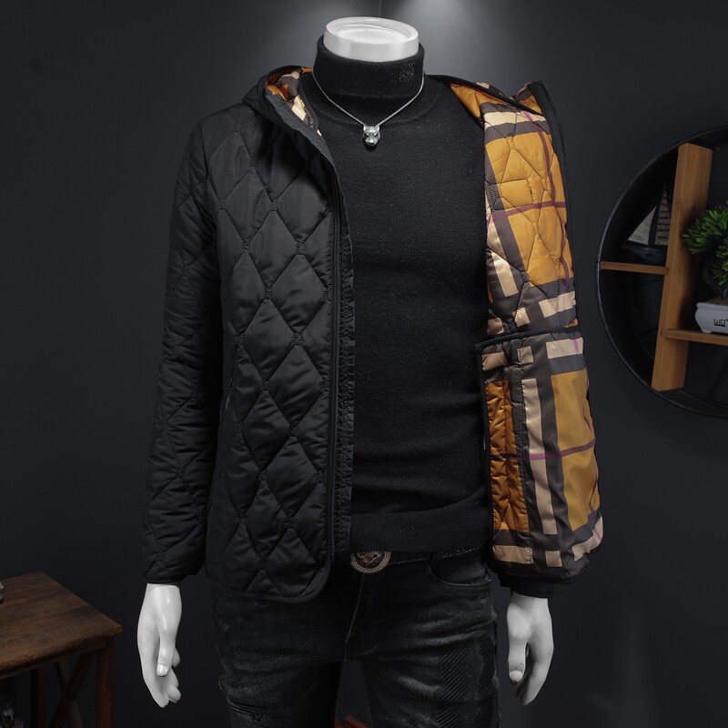 2025秋冬男士菱格轻薄款修身连帽棉衣外套棉服6015-31101-P210,男装棉衣,钱塘6015（原D203）