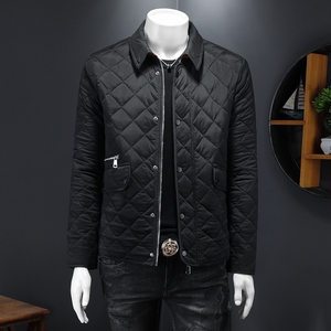 2025秋冬男士修身衬衫菱格商务翻领棉衣外套棉服6015-9901-P240图片