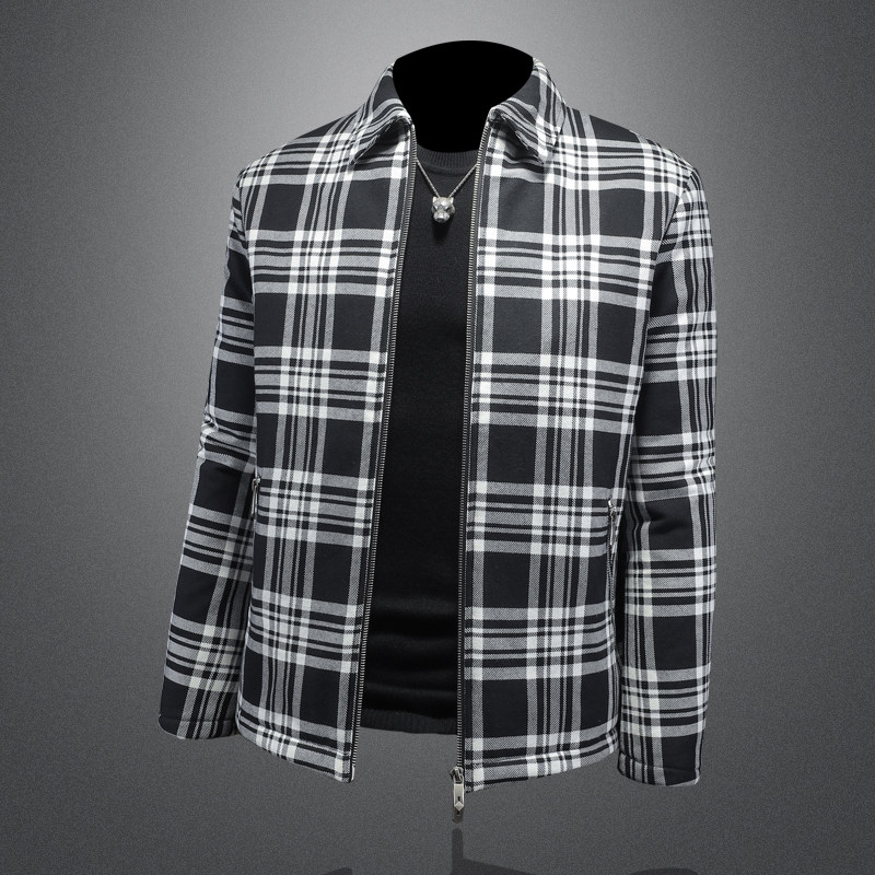 2025秋冬男士修身衬衫翻领棉衣外套棉服6015-92027-P145镂空,男装衬衫,钱塘6015（原D203）