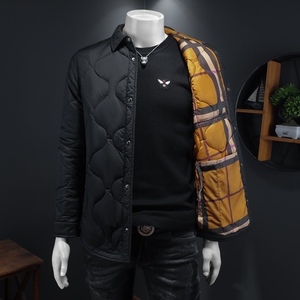 2025秋冬男士修身衬衫菱格翻领棉衣外套棉服6015-31228-P210图片