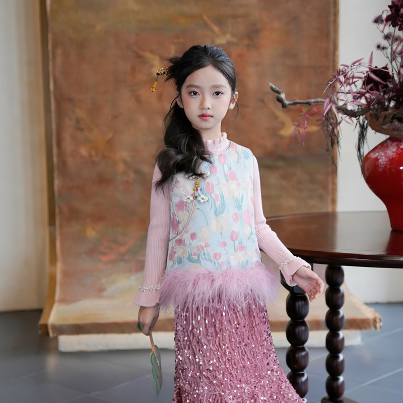 0769963女童国风马甲改良旗袍背心过年服2026新年款汉服唐装上衣,童装/婴儿装/亲子装,汉服,淘宝优惠券,粉丝福利购,淘宝优惠卷