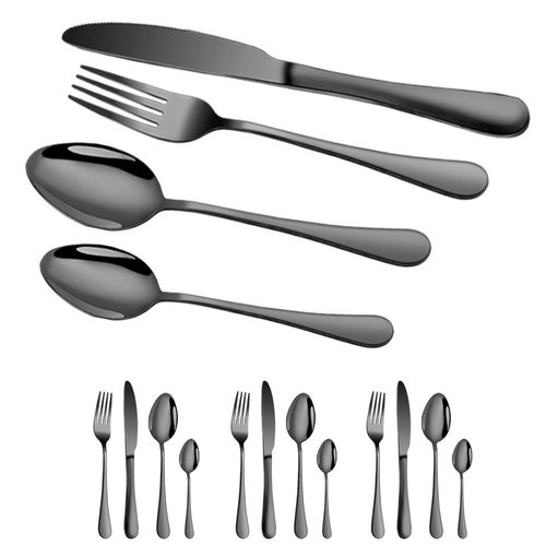 1010 stainless steel tableware, 410 knives, forks, spoons, hotel Western style steak cutting knife, fork, spoon 24 piec