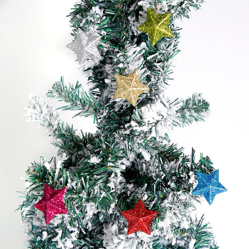 Christmas Decorations Gold Pink Star Pendant Christmas Tree Decoration Plastic Pentagram Pendant Christmas 3D Pendant