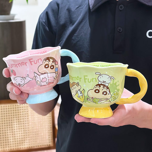 Crayon Shin chan Mug Cute Couple Ceramic Water Cup High Beauty Home Coffee Cup Gift for Women's Birthday