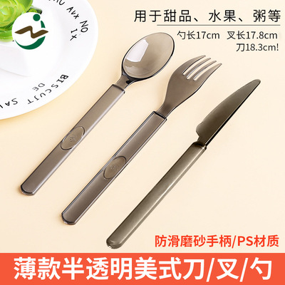 Disposable spoon 17cm plastic American knife and fork spoon cutlery for takeout ice cream dessert soup spoon cake fork