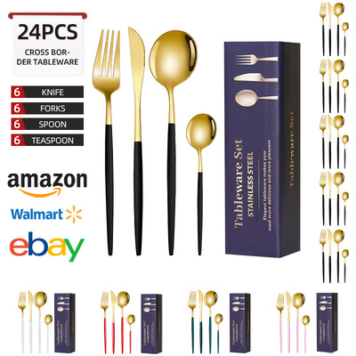 Source: Stainless Steel Knife and Fork 2430 Piece Set, Portuguese Tableware Set, Golden Creative Western style Steak Kn