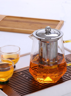 空盒子分体式壶 茶漏滤网带提手分离式玻璃煮茶壶泡茶壶