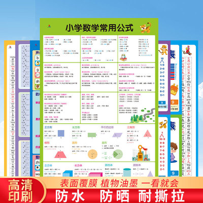 儿童学习挂图全套拼音字母乘除法口诀表常用公式一年级下册识字表同步课堂教材书本