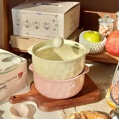 Double Ear Soup Bowl with Cover Sealing Household Heat Preservation Large Bowl Soup Bowl Soaking Noodle Bowl Luosifen B