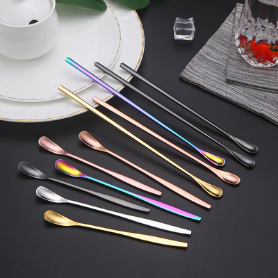 304 stainless steel stirring spoon long handle creative spoon coffee beverage milk tea stirring rod dessert honey stirr
